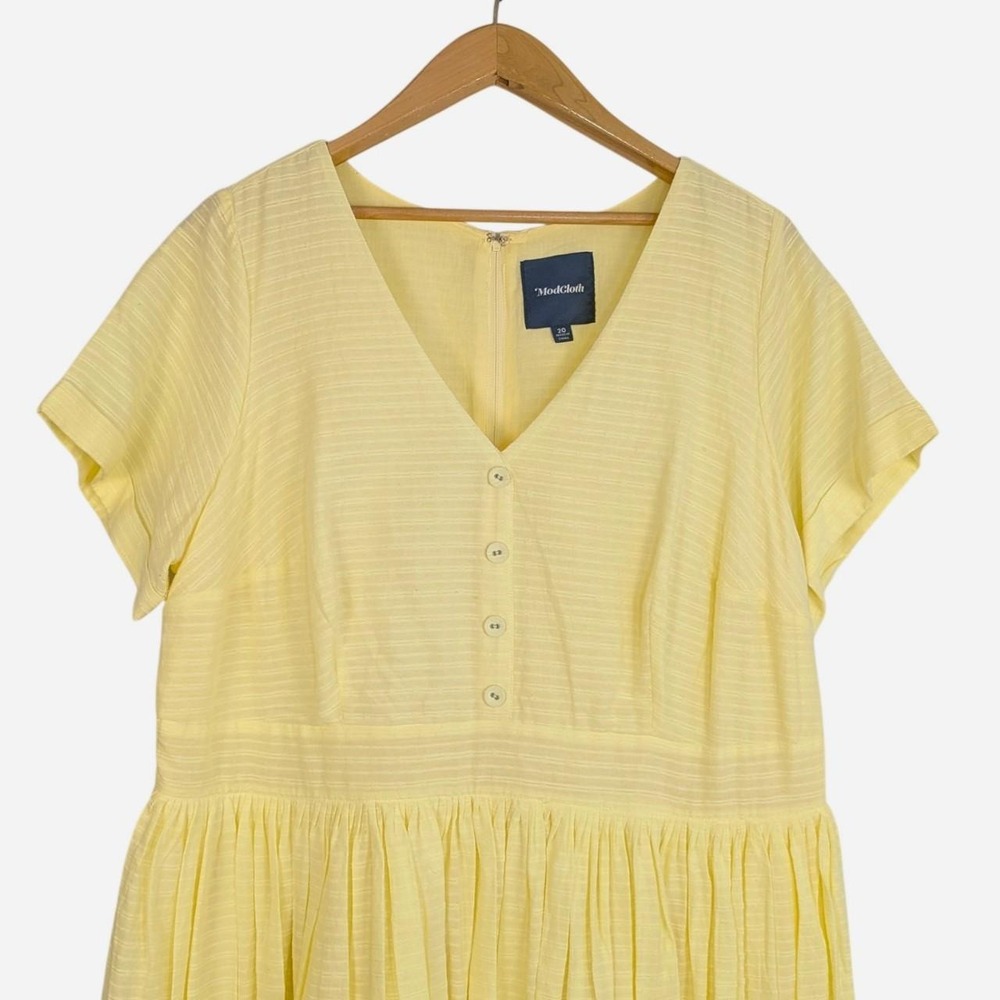 ModCloth Fabulous Fit & Flare Shirt Dress Pockets Butter Yellow 20 - Picture 4 of 9